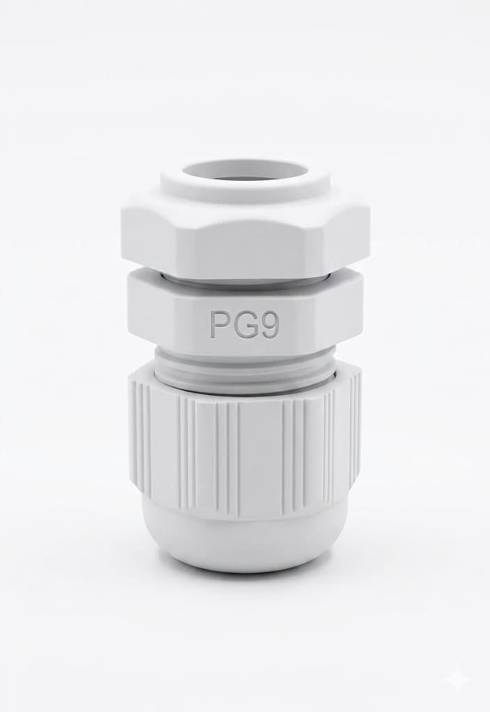 C120 PG9 White Plastic Cable Gland – Waterproof Connector for 4mm to 8mm Cables