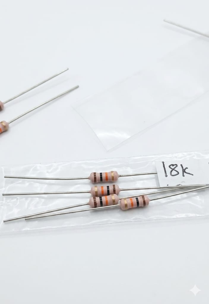 C68 18k Ohm ($18k\Omega$) 1/4 Watt Carbon Film Resistors – 5% Tolerance (Brown, Gray, Orange, Gold) (5PCS)