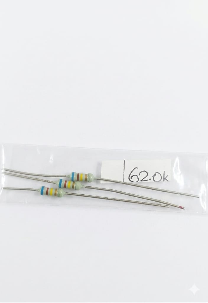 C73 62k Ohm ($62k\Omega$) 1/4 Watt Metal Film Resistor – 5% Tolerance (Blue, Red, Orange, Gold) (5PCS)