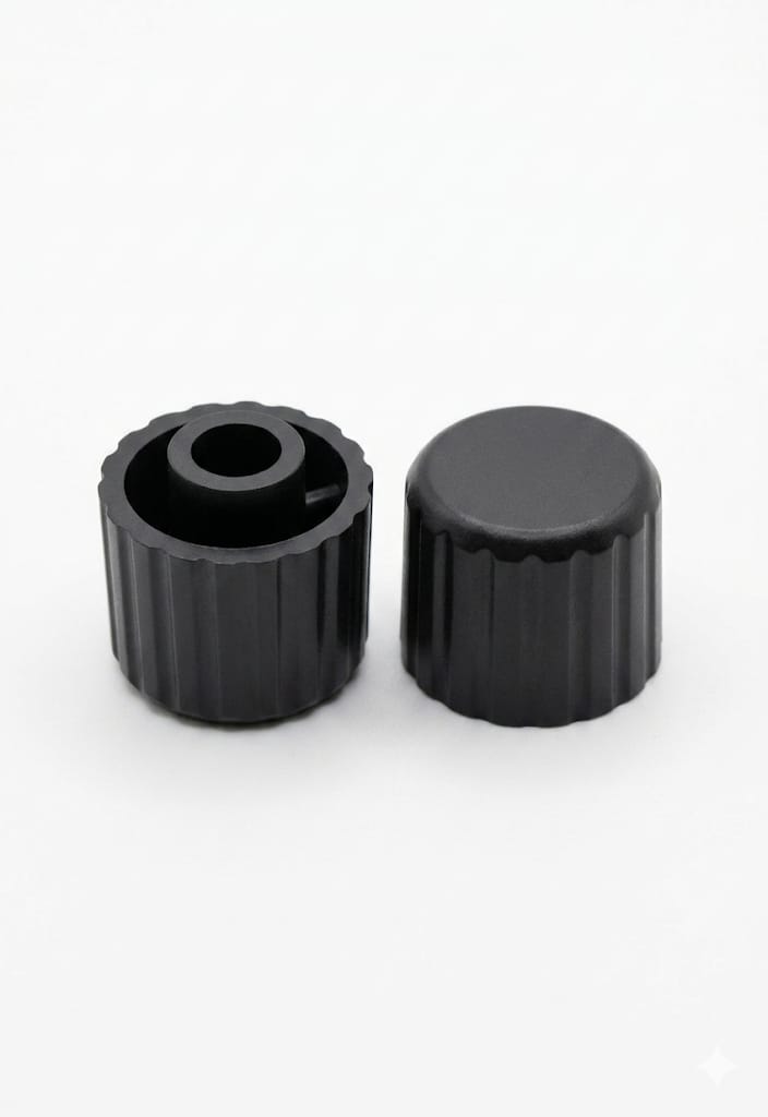 C95 Black Rotary Knob for Potentiometer – Ribbed Control Knob (6mm Shaft Compatible)