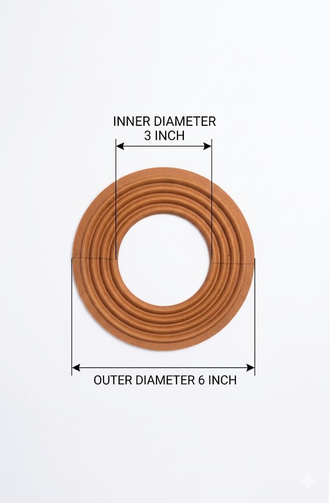 S12 Decorative Wooden Ring Frame – 3" Inner Diameter, 6" Outer Diameter – Rustic Grooved Circular Trim