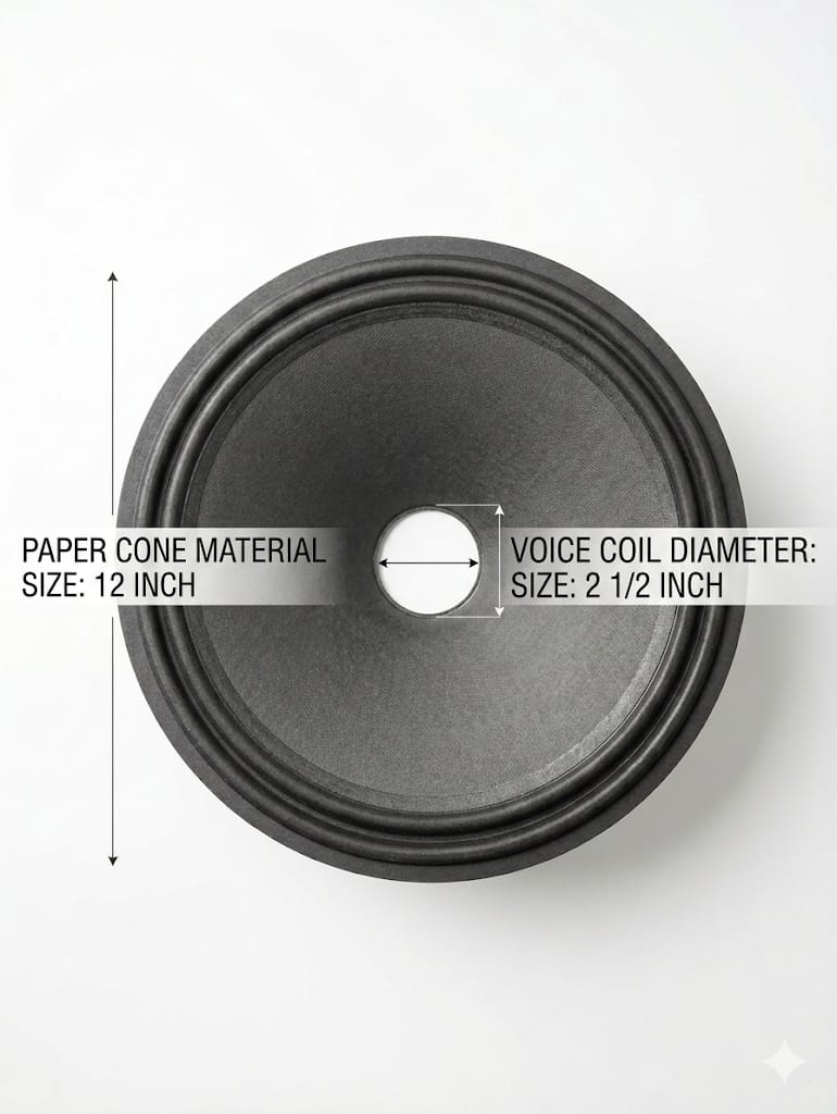 S46 12" Replacement Paper Cone (2.5" Voice Coil)