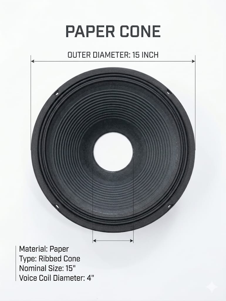 S49 15-Inch Ribbed Paper Cone with 4-Inch Voice Coil