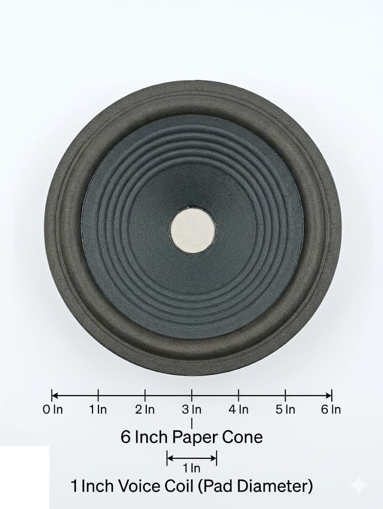 S54 6-Inch Premium Replacement Speaker Cone – 1-Inch Voice Coil Pad Diameter