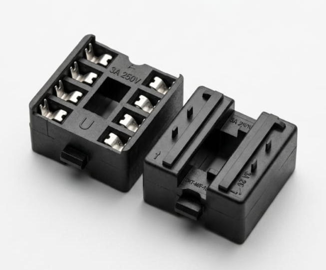 A114 8-Pin Relay Socket Base - 3A 250V - DIN Rail Mount for Miniature Power Relays