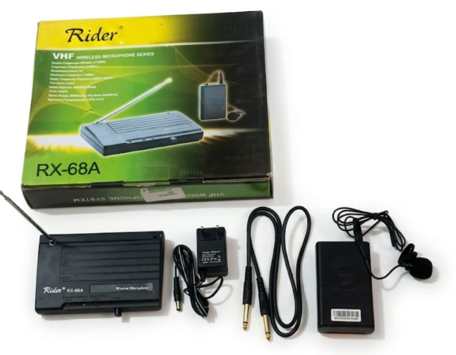 Rider RX-68A VHF Wireless Lavalier Microphone System - Complete Hands-Free Lapel Mic Kit