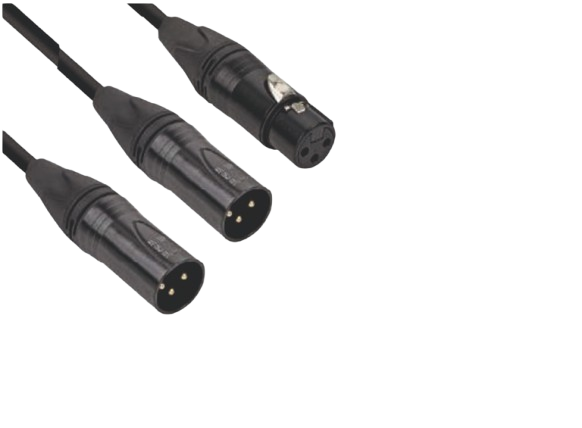 XLR Y LEAD - 1 FEMALE XLR TO 2 MALE XLR  ( 3 PIN XLR )