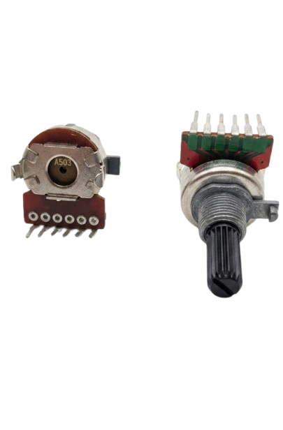 A240 A503 50KΩ Dual Rotary Potentiometer – Logarithmic Audio Volume Control (6 Pin Stereo)