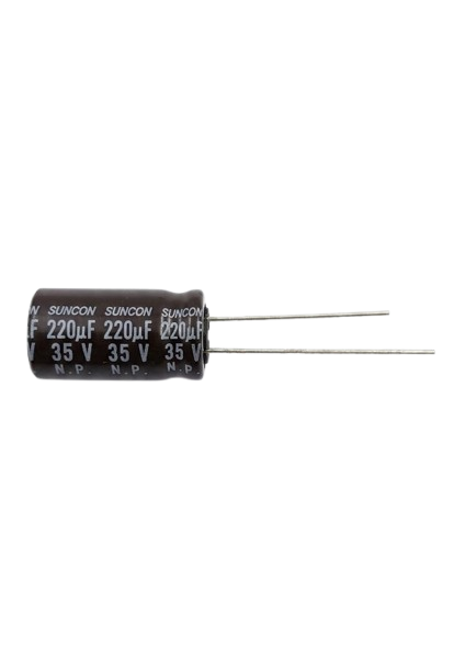 A270 35V 220µF Electrolytic Capacitor – Non-Polarized (NP) Radial Capacitor