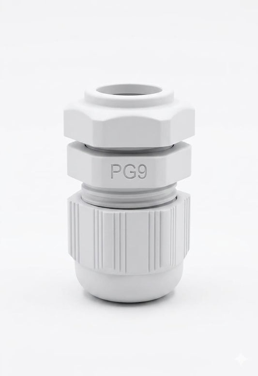 C120 PG9 White Plastic Cable Gland – Waterproof Connector for 4mm to 8mm Cables