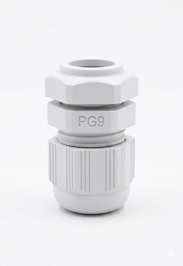 C120 PG9 White Plastic Cable Gland – Waterproof Connector for 4mm to 8mm Cables