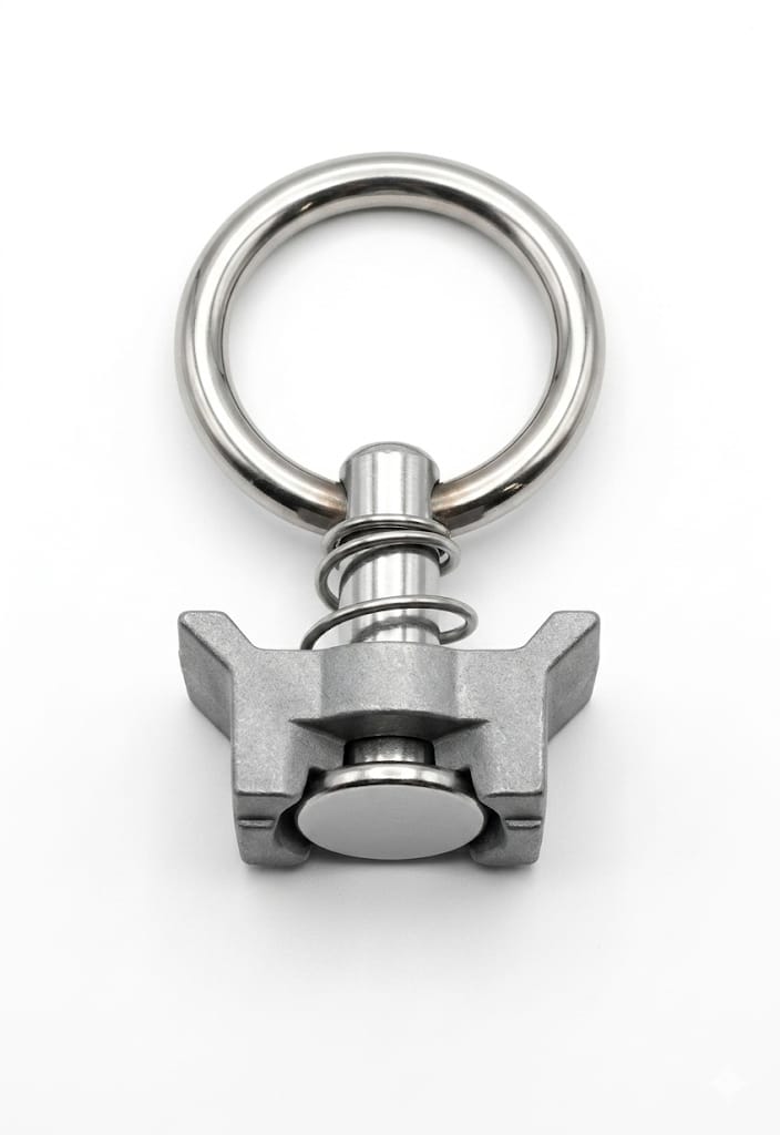 C122 Single Stud Fitting with Stainless Steel Round Ring – L-Track Cargo Tie-Down