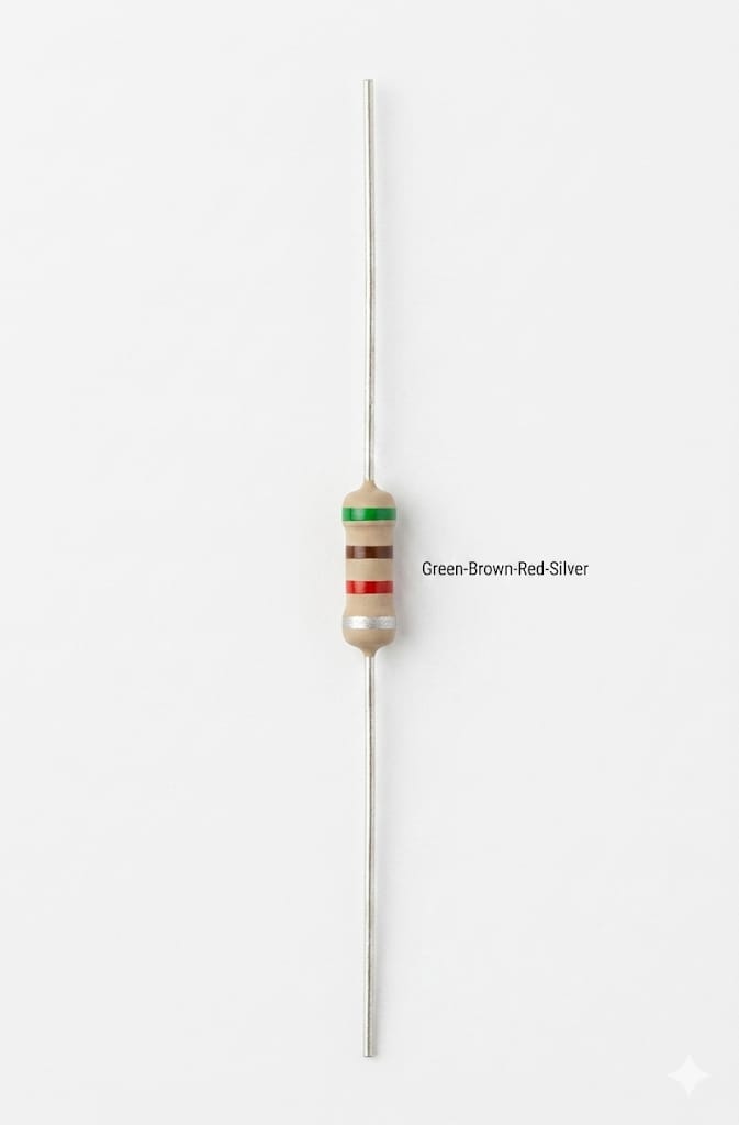 C15 5.1K Ohm Resistor 1/4 Watt Through Hole | Axial Lead Electronic Resistor 5100Ω ±10% for PCB & DIY Projects (57PCS)