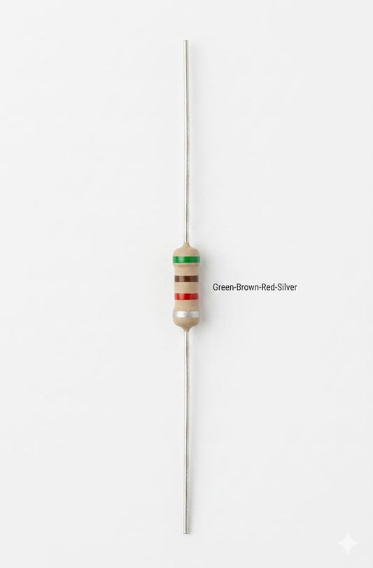 C15 5.1K Ohm Resistor 1/4 Watt Through Hole | Axial Lead Electronic Resistor 5100Ω ±10% for PCB & DIY Projects (57PCS)