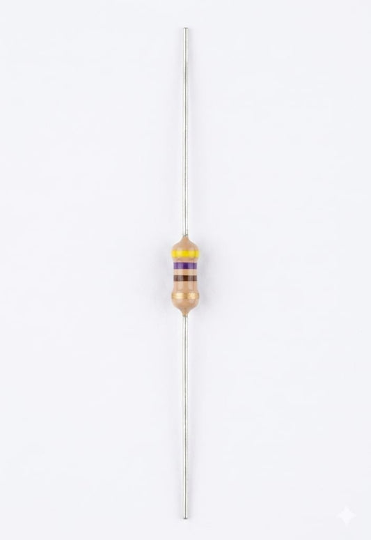 C61 4.7 Ohm ($\Omega$) 1/4 Watt Carbon Film Resistor – 5% Tolerance (Yellow, Violet, Gold, Gold) (19PCS)