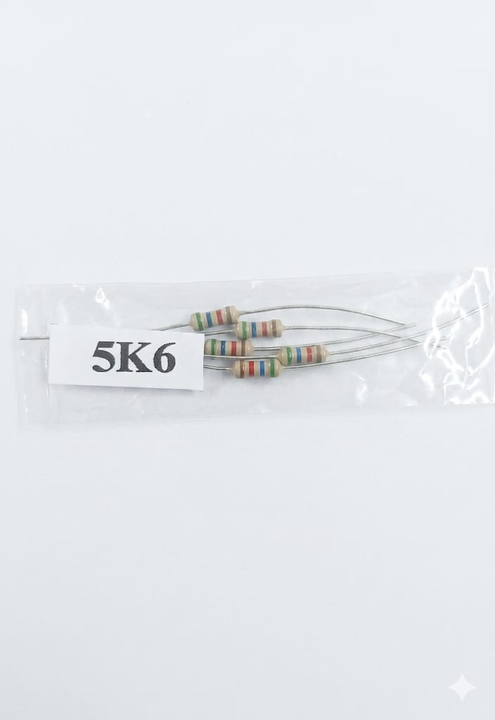 C75 5.6k Ohm ($5.6k\Omega$) 1/4 Watt Carbon Film Resistors – 5% Tolerance (Green, Blue, Red, Gold) (5PCS)