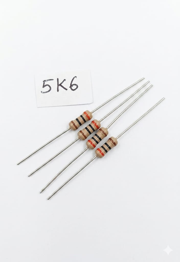 C76 5.6k Ohm (5K6) Carbon Film Resistor - 1/4 Watt (4PCS)