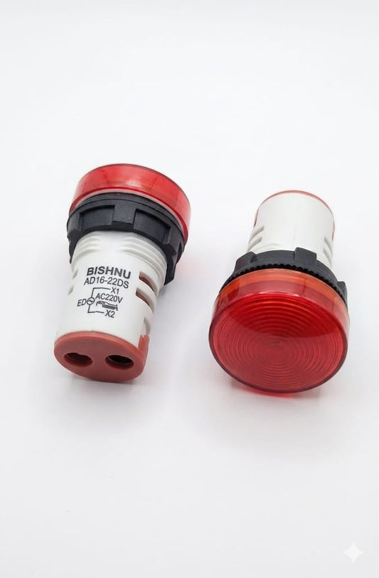 Red LED Indicator Light 22mm Panel Mount AC 220V (AD16-22DS) – Signal Lamp for Control Panels