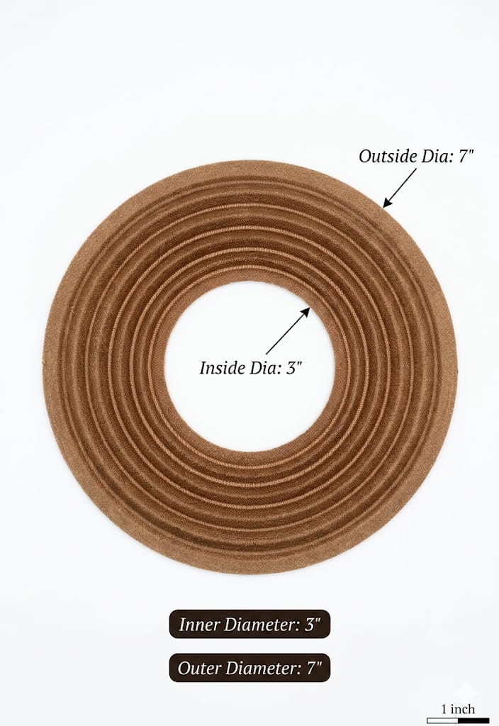S11 Decorative Wooden Ring Frame – 3" Inner Diameter, 7" Outer Diameter – Rustic Grooved Circular Accent