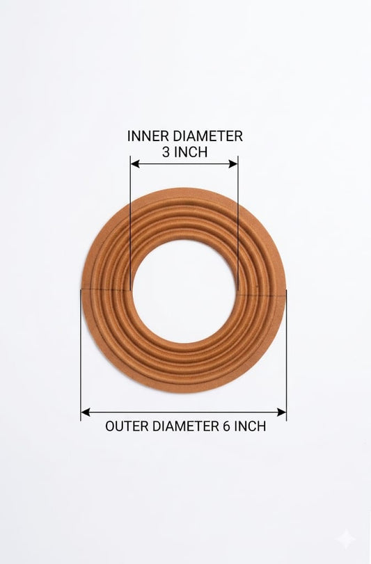 S12 Decorative Wooden Ring Frame – 3" Inner Diameter, 6" Outer Diameter – Rustic Grooved Circular Trim