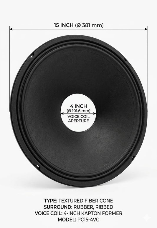 S42 15" Professional Textured Fiber Replacement Cone (4" Voice Coil)