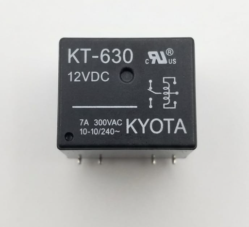 A282 KYOTA KT-630 12VDC Power Relay, 7A 300VAC / 10A 240VAC, SPDT 5-Pin PCB Mount