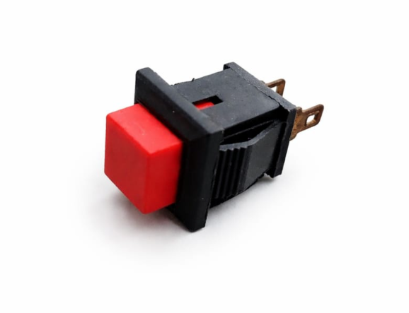 A223 Momentary Red Push Switch 2-Pin – Square Tactile Power Button for Control Panels