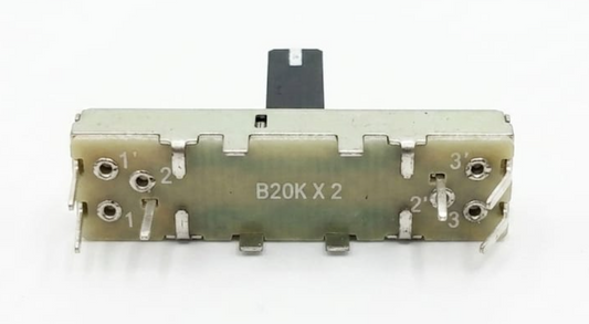 H23 75mm B20K x 2 Dual Linear Taper Fader - Replacement Component for MIX Series Consoles