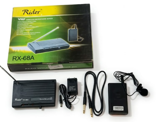 Rider RX-68A VHF Wireless Lavalier Microphone System - Complete Hands-Free Lapel Mic Kit