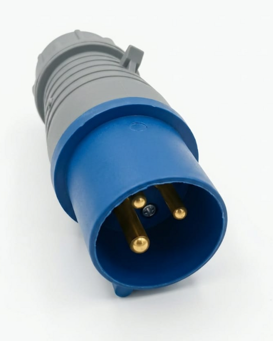 3-Pin Industrial Power Plug (2P+E) - Heavy Duty Blue Male Connector
