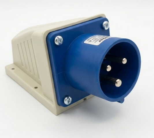 32 AMP Blue Industrial Site Power Socket (2P+E) - Panel Mount for Power Distribution