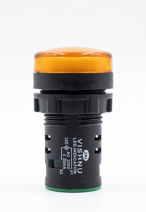 Yellow LED Indicator Light 22mm Panel Mount AC 220V – Industrial Signal Lamp