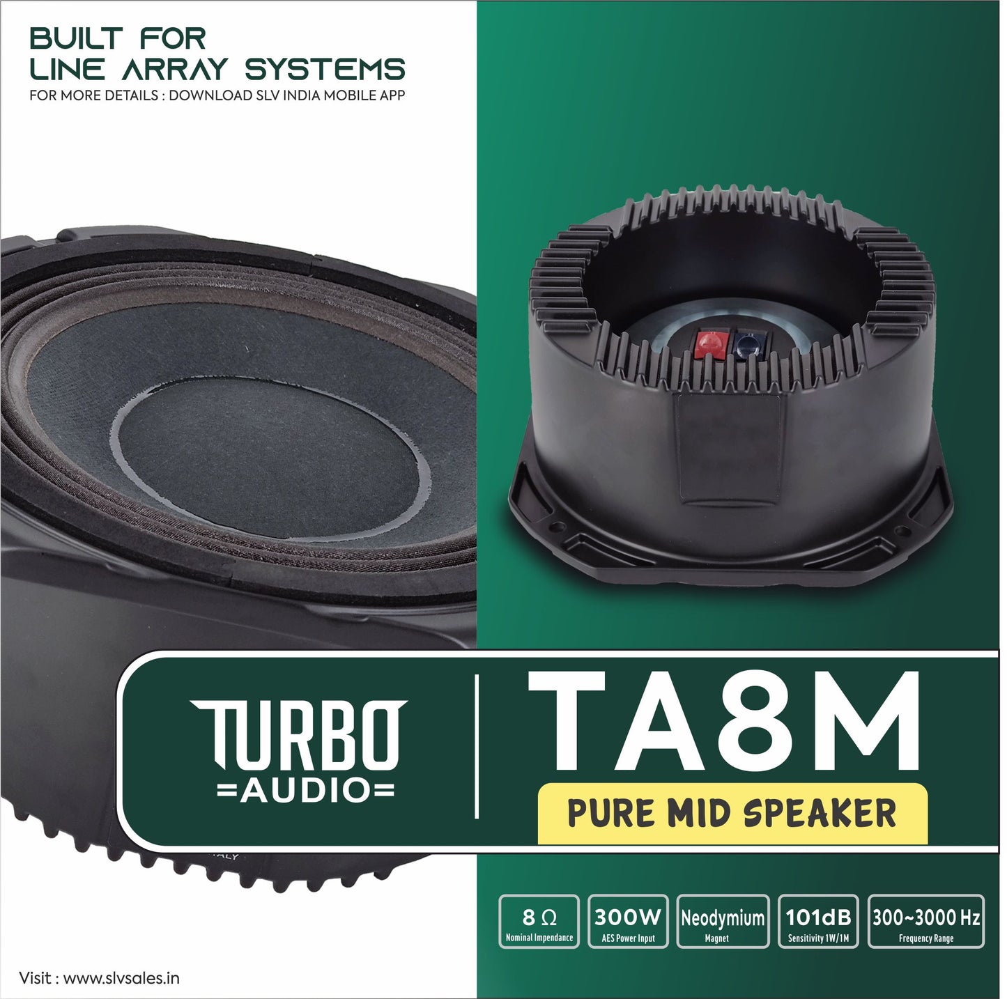 TA8M 8-Inch Professional Loudspeaker – 600W Max Power | 8 Ohm | Neodymium Magnet